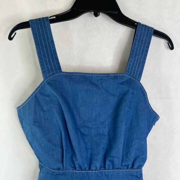 FA Belted Waist Wide Leg Boho Jumpsuit with Pockets Denim Blue Size Small - Picture 3 of 14